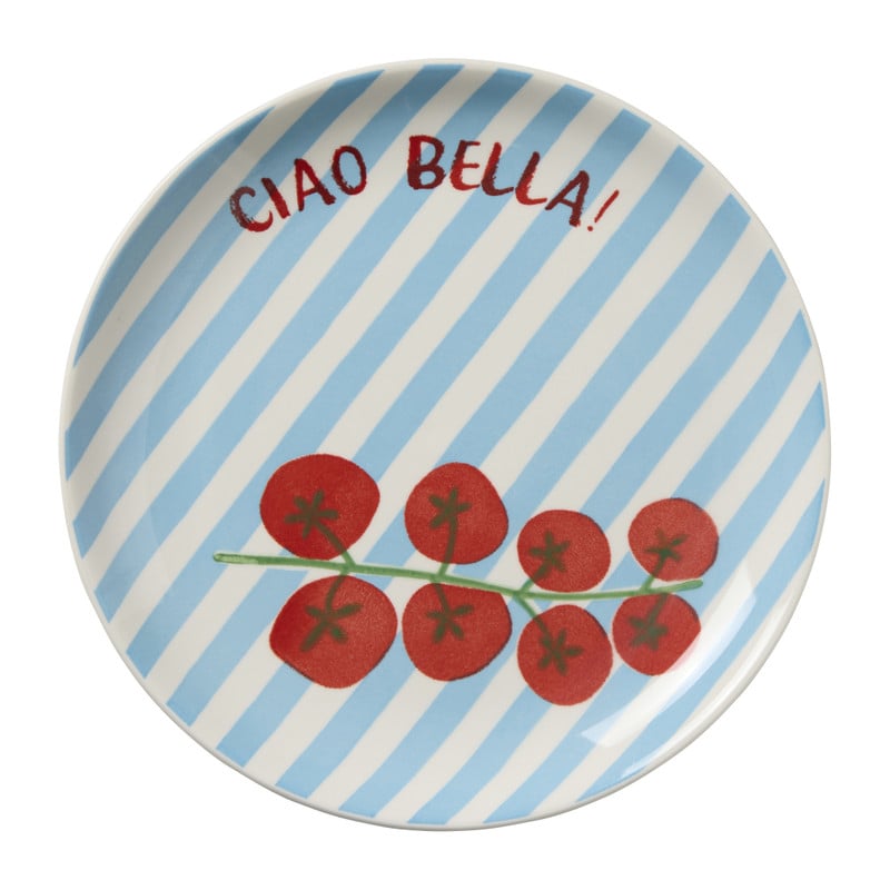 Ontbijtbord tomaat - blauw/rood - ø21x5 cm