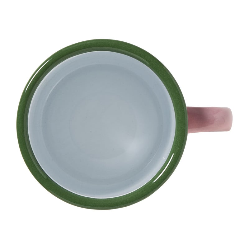 Mok emaille - roze/groen - 350 ml