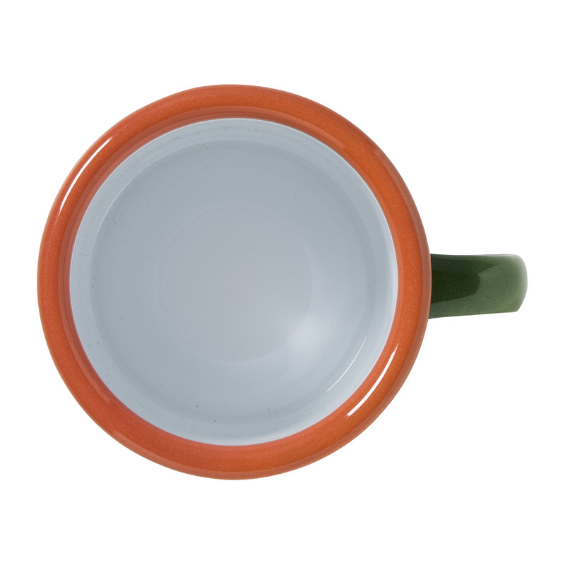 Mok emaille mini - groen/oranje - 150 ml