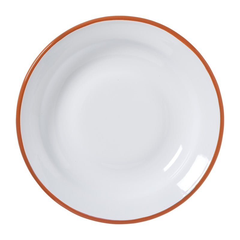 Dinerbord emaille - groen/oranje - ø24x3 cm