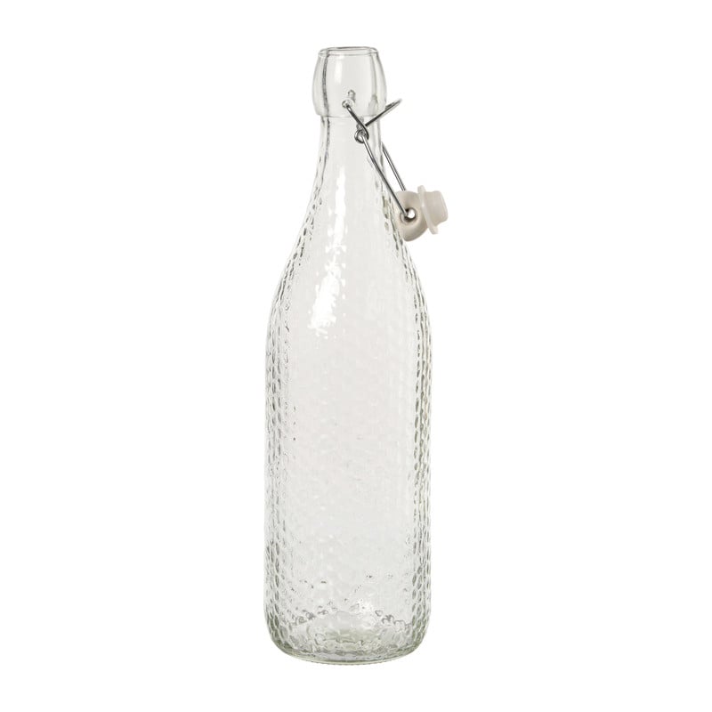 Waterfles met relief groot - transparant - 1 liter