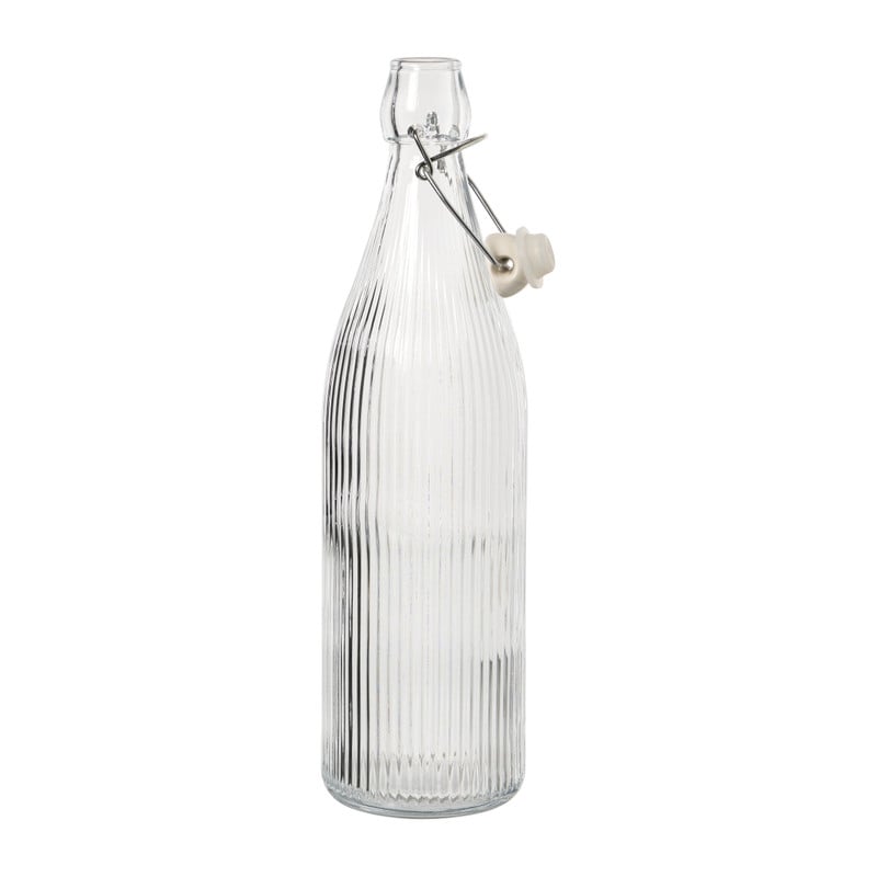 Waterfles met strepen groot - transparant - 1 liter