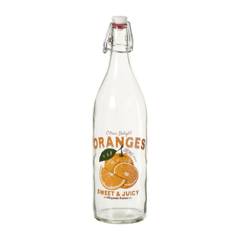 Waterfles met sinaasappels - transparant/oranje - ø8.6x30.6 cm