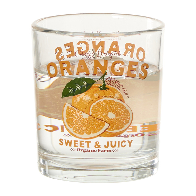 Glas met sinaasappels - transparant/oranje - 200 ml