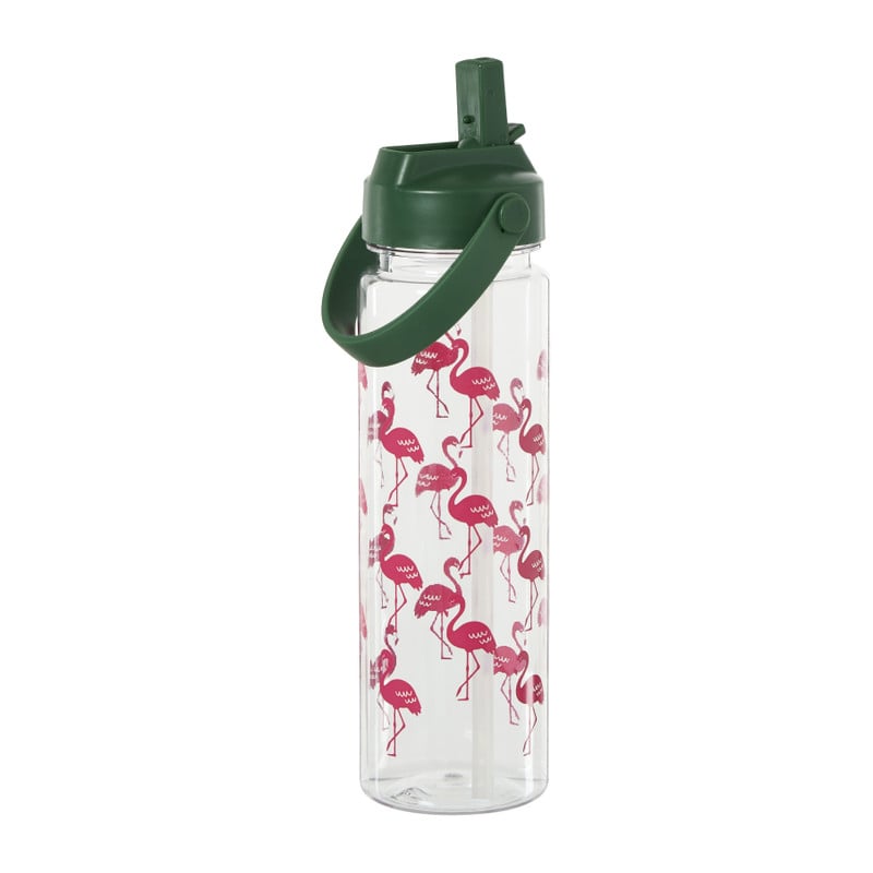 Waterfles flamingo - roze/groen - 700 ml