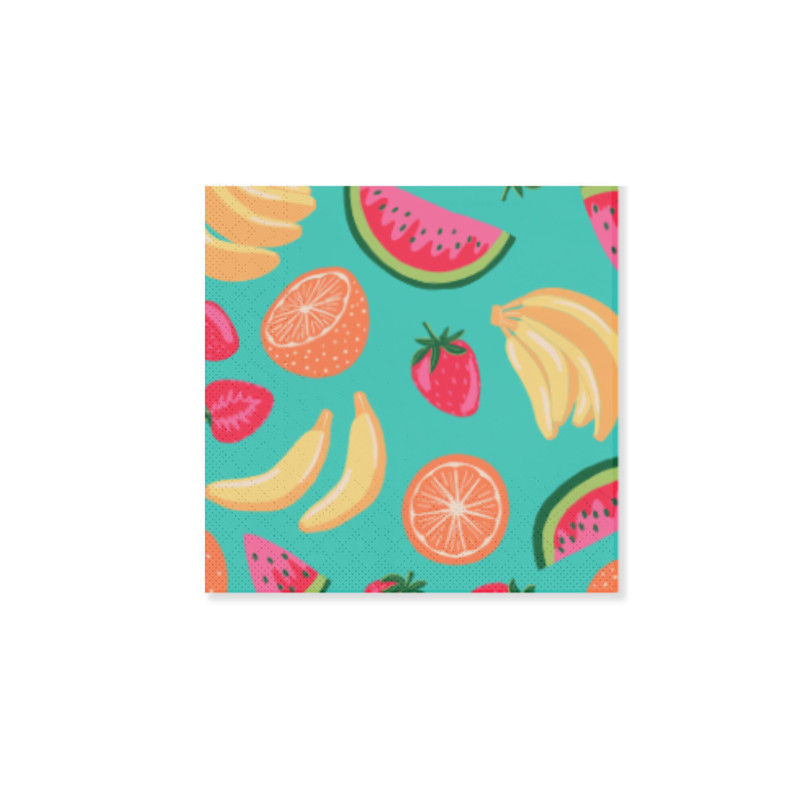 Servetten fruitprint - multikleur - set van 20