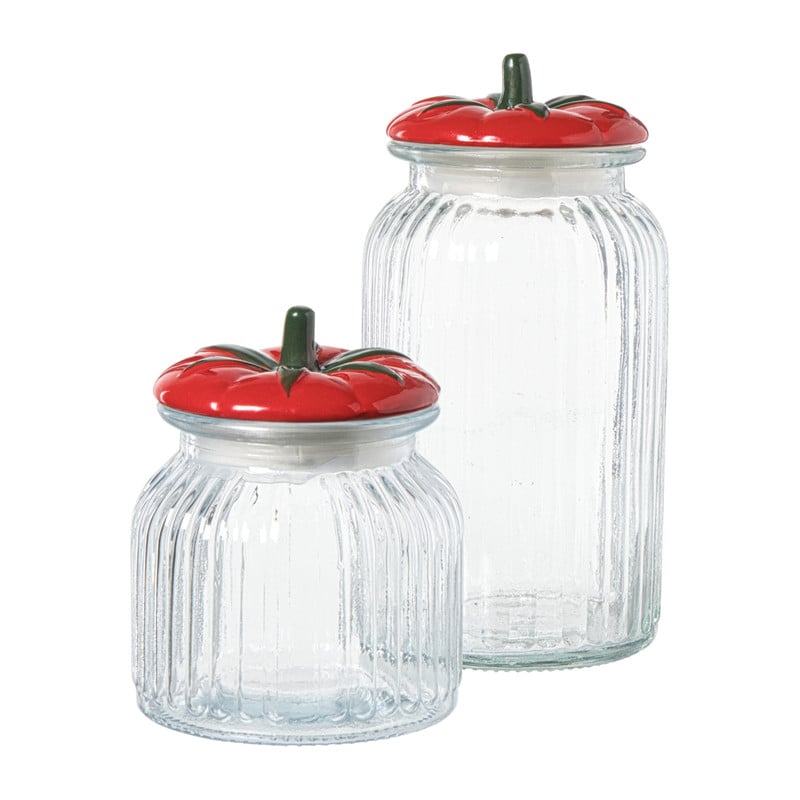 Voorraadpot tomaat - transparant/rood - 900 ml
