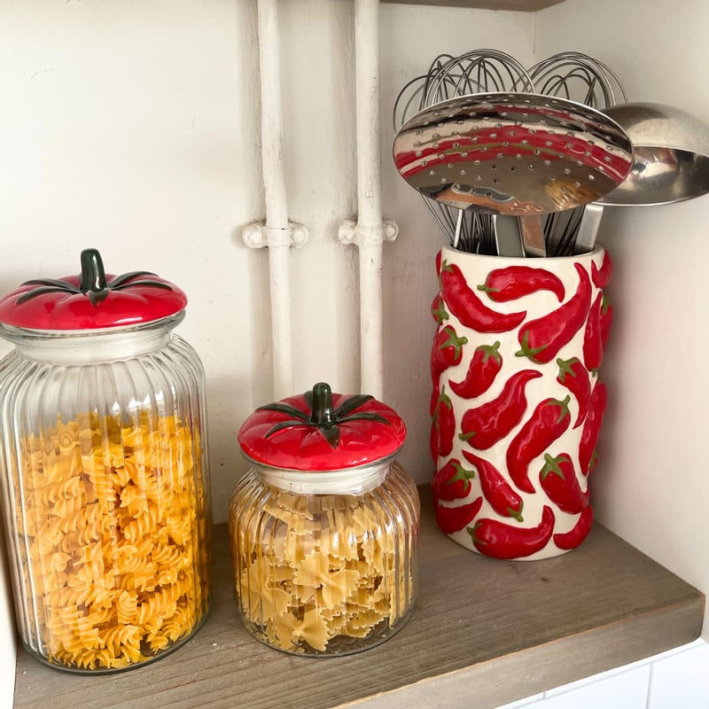 Voorraadpot tomaat - transparant/rood - 900 ml