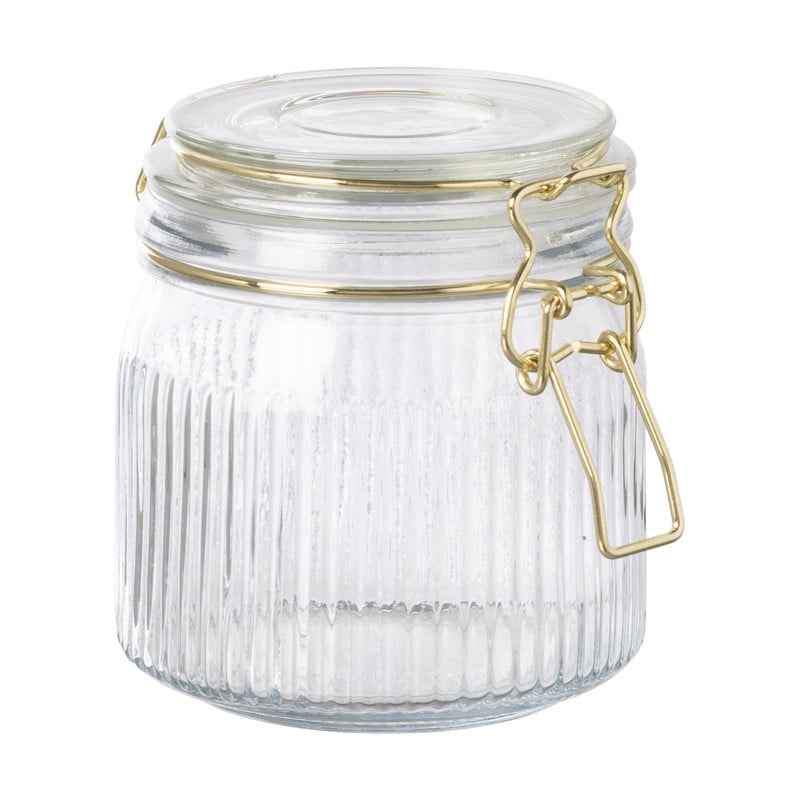 Weckpot ribbel met gouden deksel - 500 ml