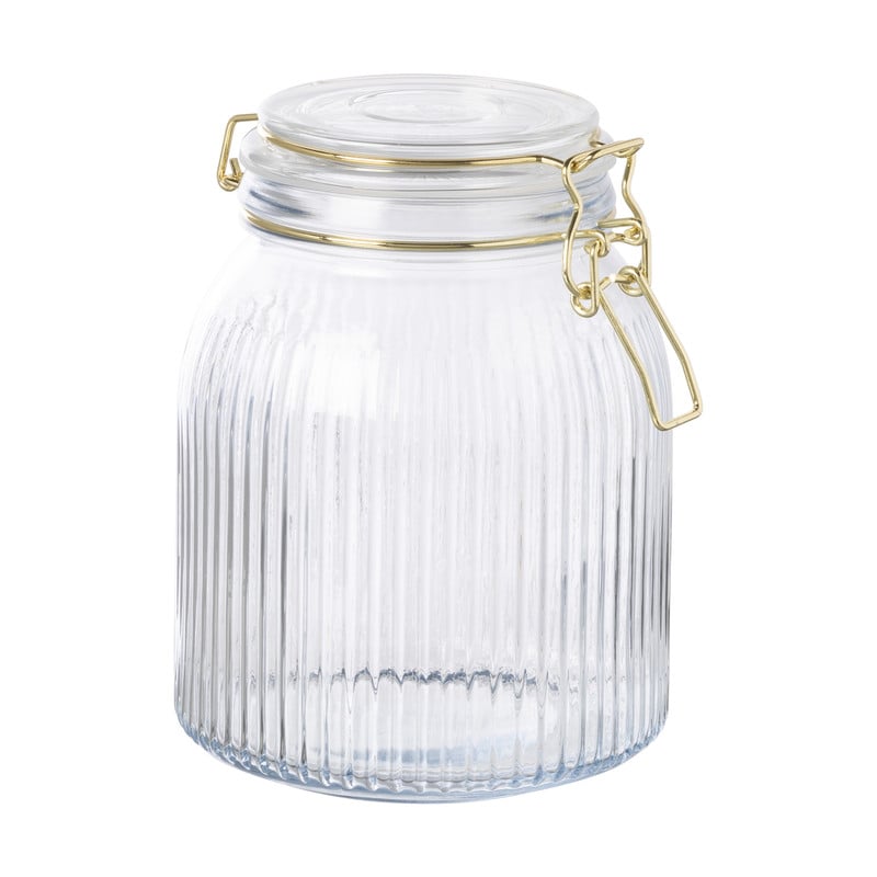 Weckpot ribbel met gouden deksel - 1.2 liter