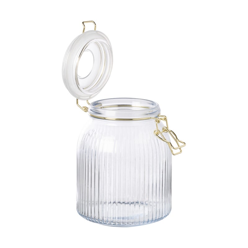 Weckpot ribbel met gouden deksel - 1.2 liter