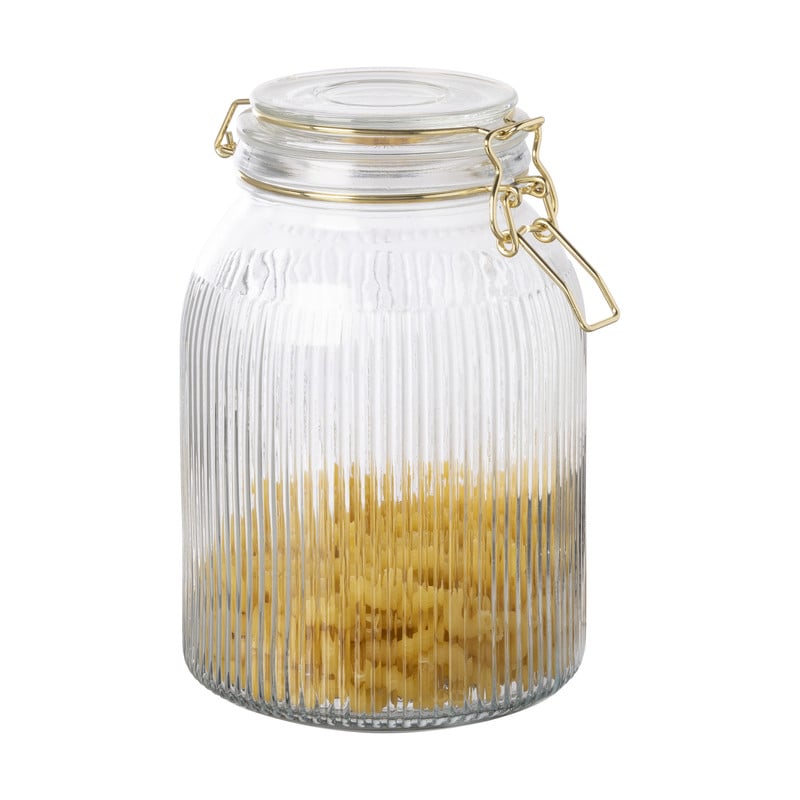 Weckpot ribbel met gouden deksel - 1.7 liter