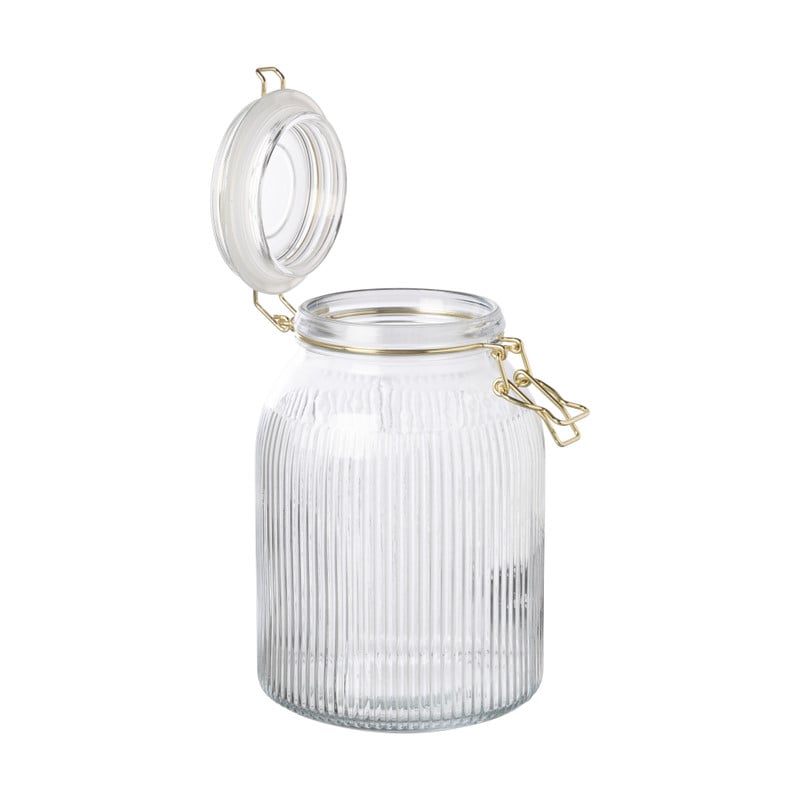 Weckpot ribbel met gouden deksel - 1.7 liter