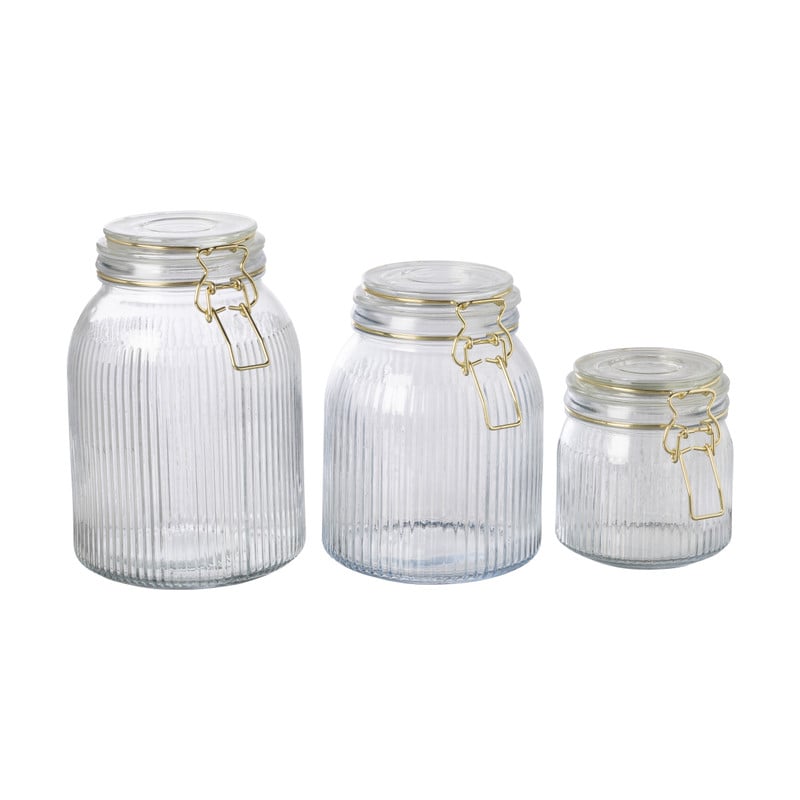 Weckpot ribbel met gouden deksel - 1.7 liter