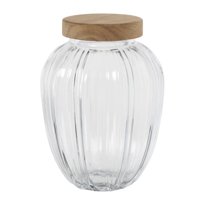 Pot geschulpt acaciahout groot - bruin - 1800 ml