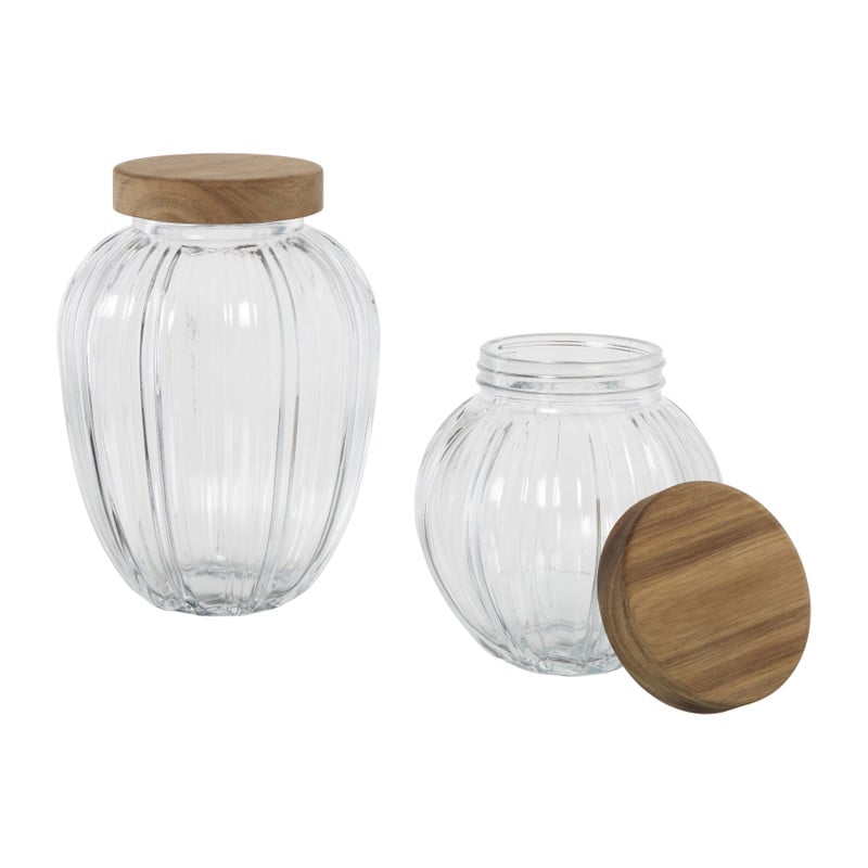 Pot geschulpt acaciahout groot - bruin - 1800 ml
