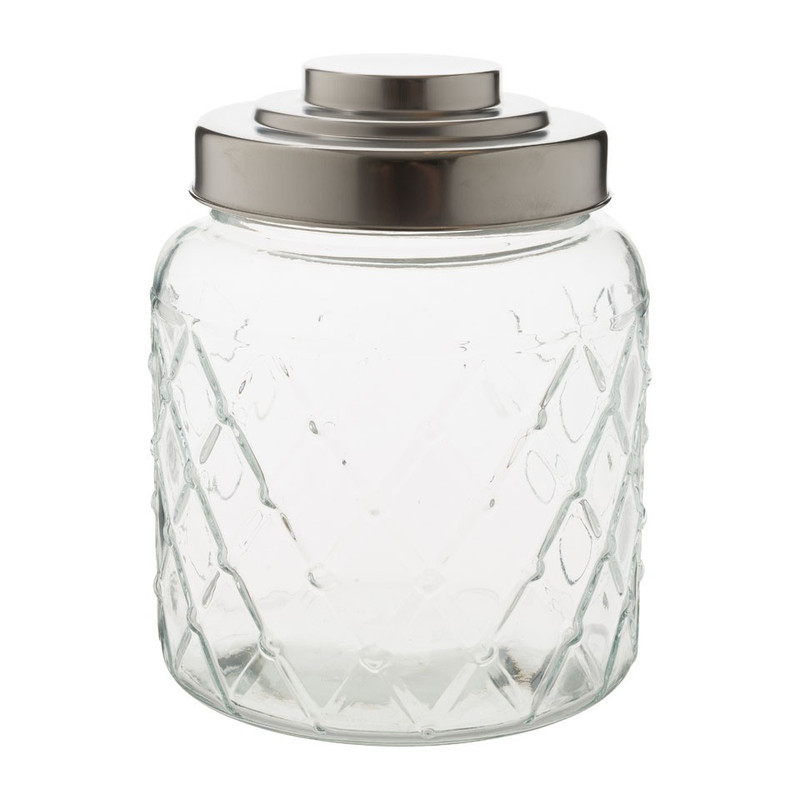 Voorraadpot ruitmotief - 2 liter - 16.5x20 cm