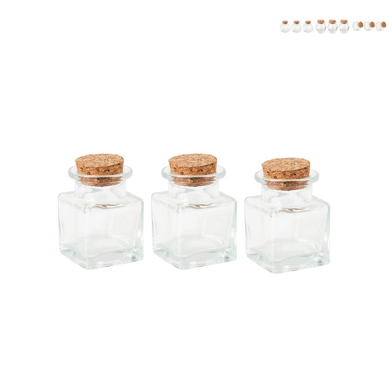 Mini voorraadpotje met kurk - set van 3 - 50 ml