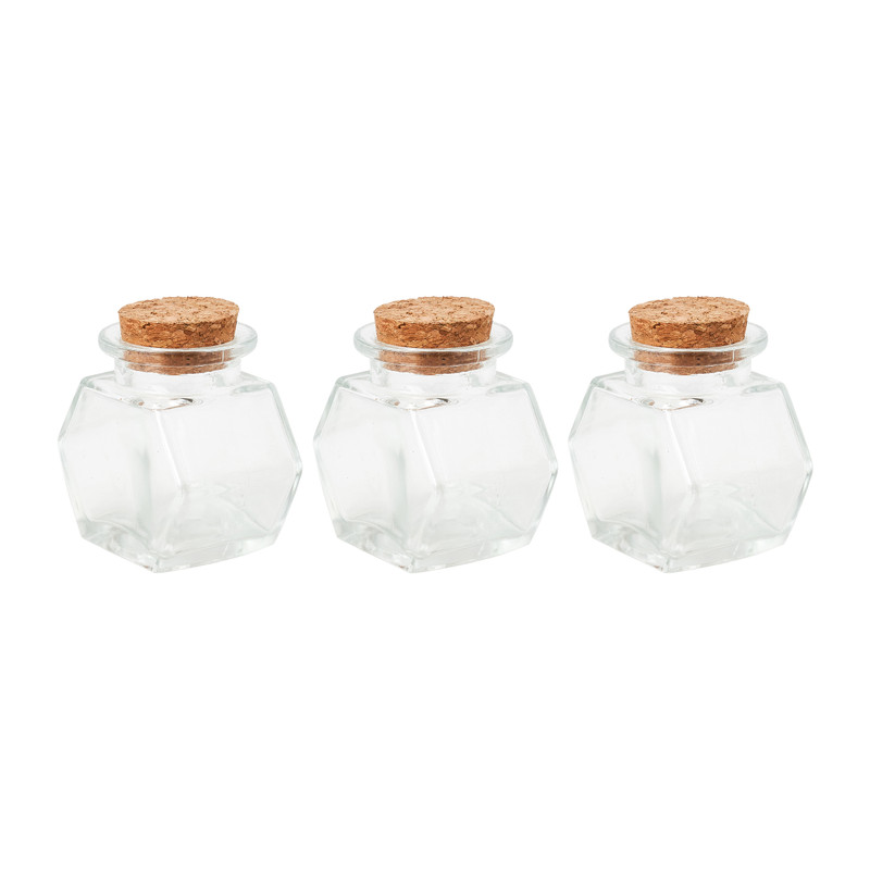 Mini voorraadpotje met kurk - set van 3 - 50 ml