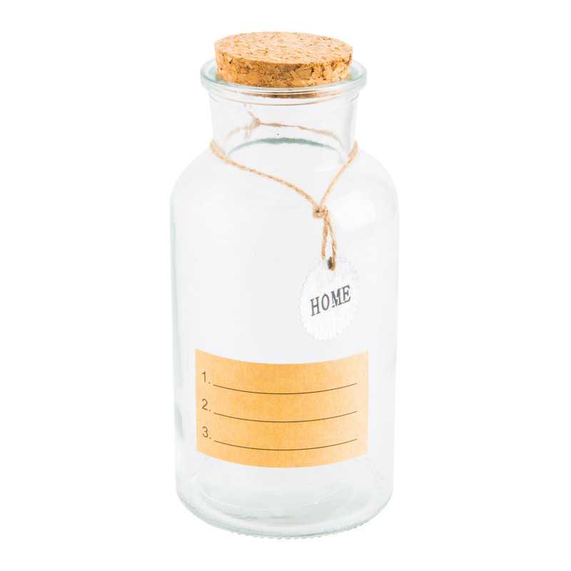 Voorraadpot met kurken dop en metalen hanger - 500 ml