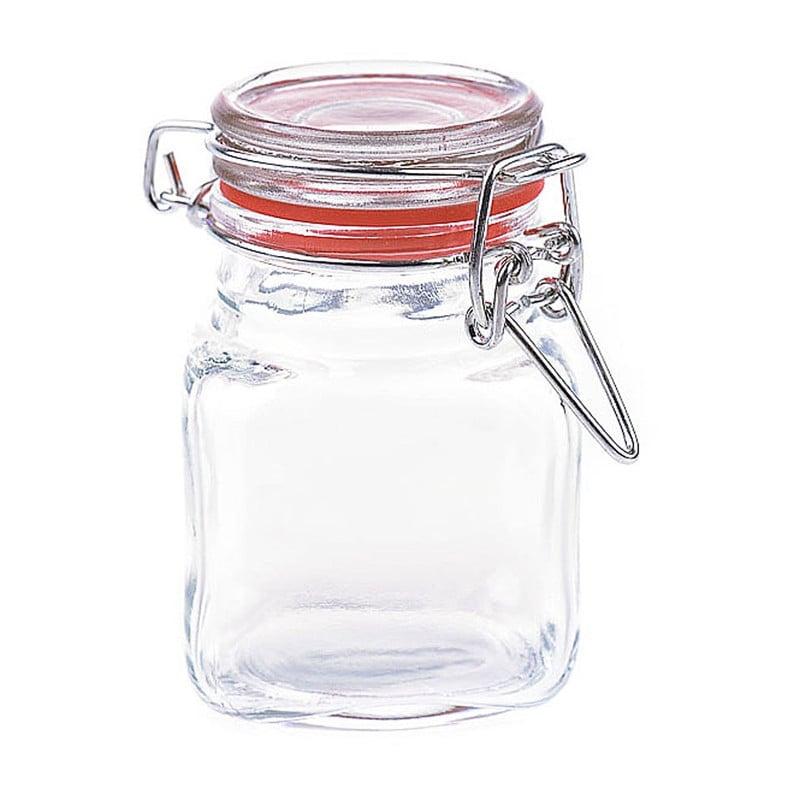 Mini voorraadpot met klemdeksel - vierkant -  100 ml