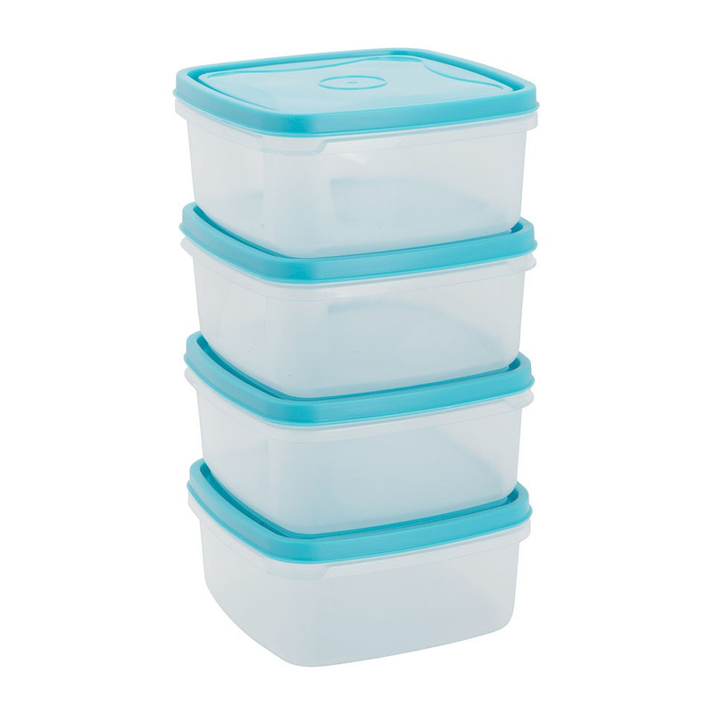 Voorraaddoos vierkant - 1 liter - set van 4