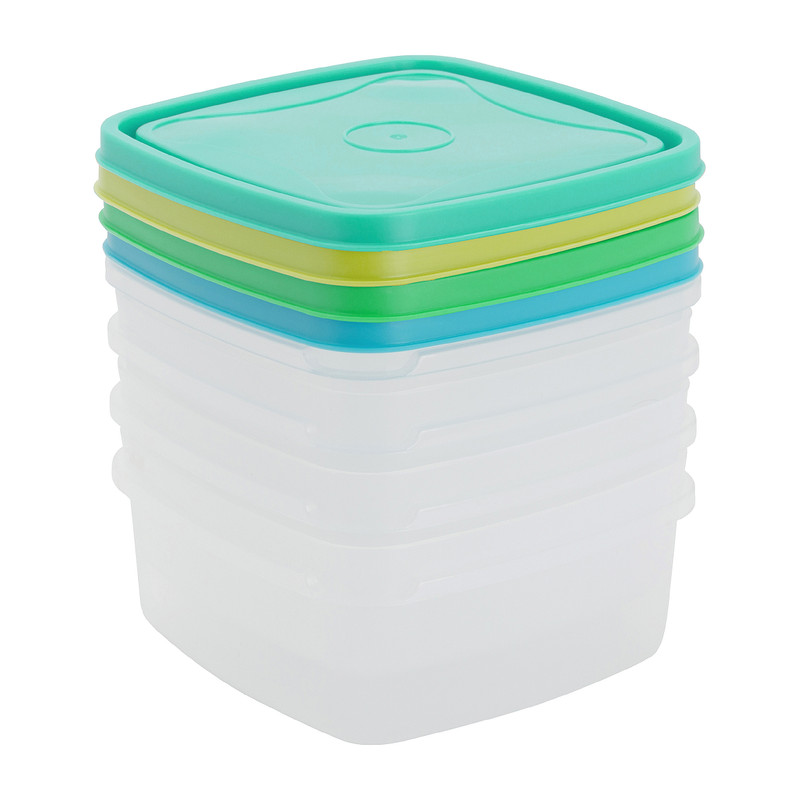 Vershoudbakjes van plastic - 0.9 liter - set van 4