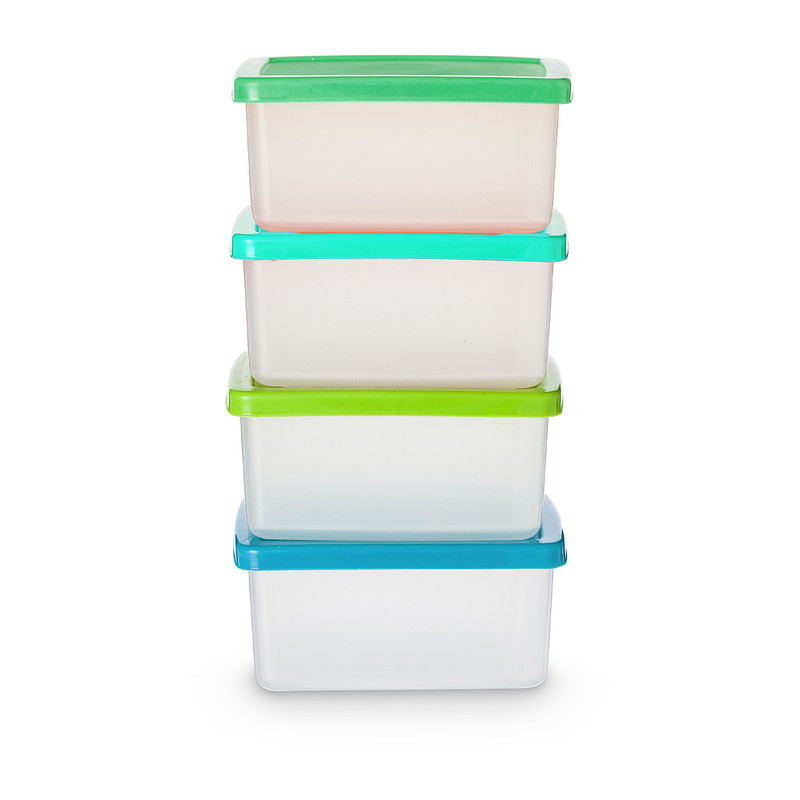 Vershoudbakjes van plastic - 0.9 liter - set van 4