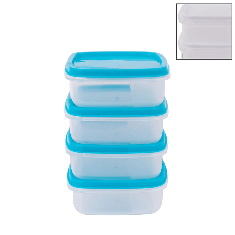 Voorraaddoos vierkant - 0,25 liter - set van 4