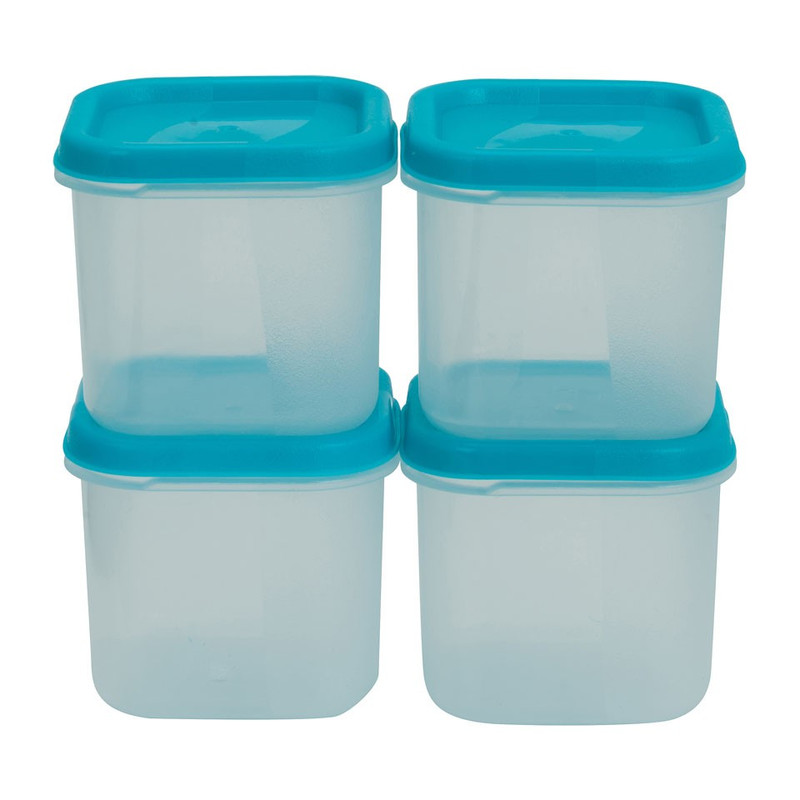 Voorraaddoos vierkant - 0,15 liter - set van 4