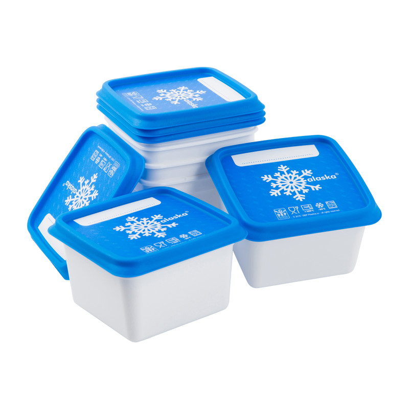 Diepvriesdoosjes S - blauw/wit - set van 6