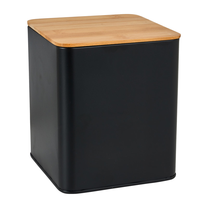 Voorraadblik met bamboe deksel - 14x14x16 cm