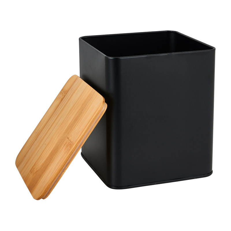 Voorraadblik met bamboe deksel - 14x14x16 cm