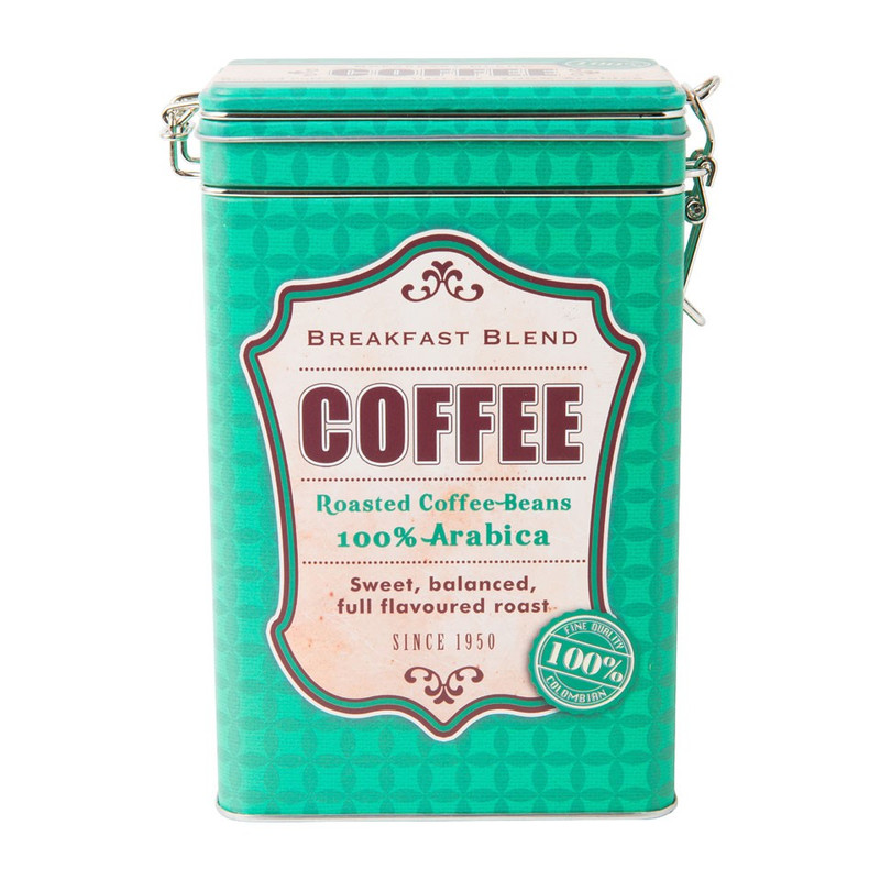 Voorraadblik met clip coffee - groen - 7.5x12x19 cm