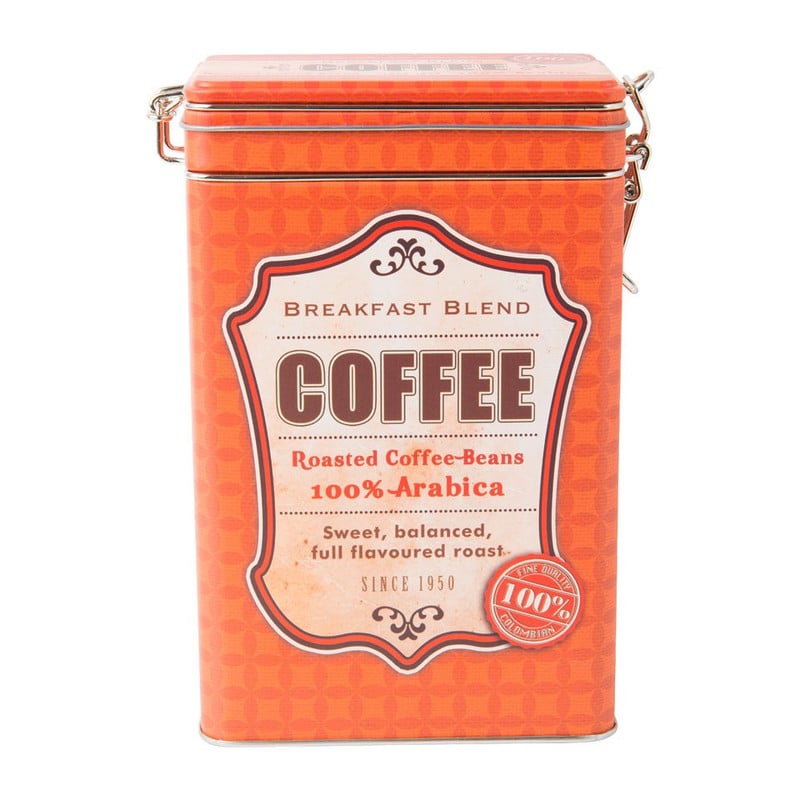 Voorraadblik met clip coffee - oranje - 7.5x12x19 cm