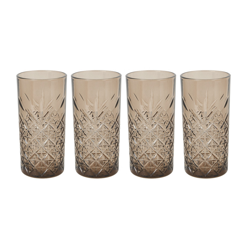 Longdrinkglas timeless - grijs - 4x450 ml