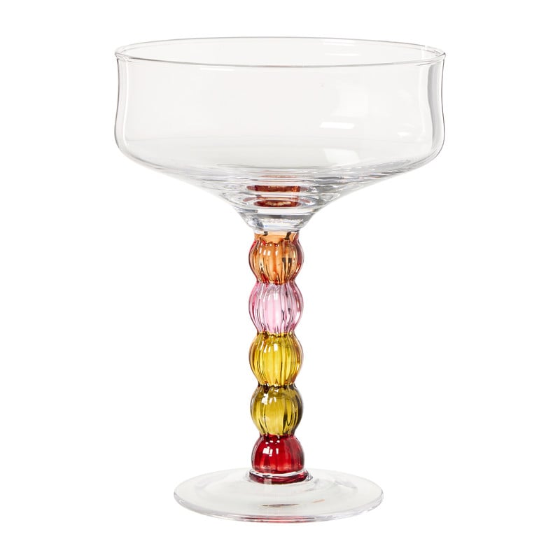 Champagnecoupe met gekleurde stam - multikleur - 400 ml