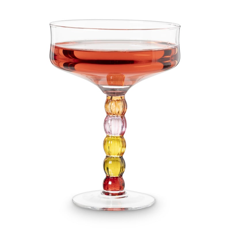 Champagnecoupe met gekleurde stam - multikleur - 400 ml