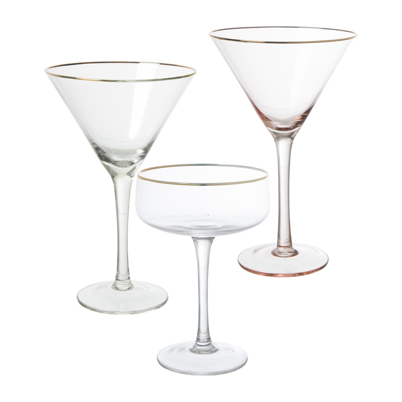 Martiniglas gouden rand - glas - 220 ml