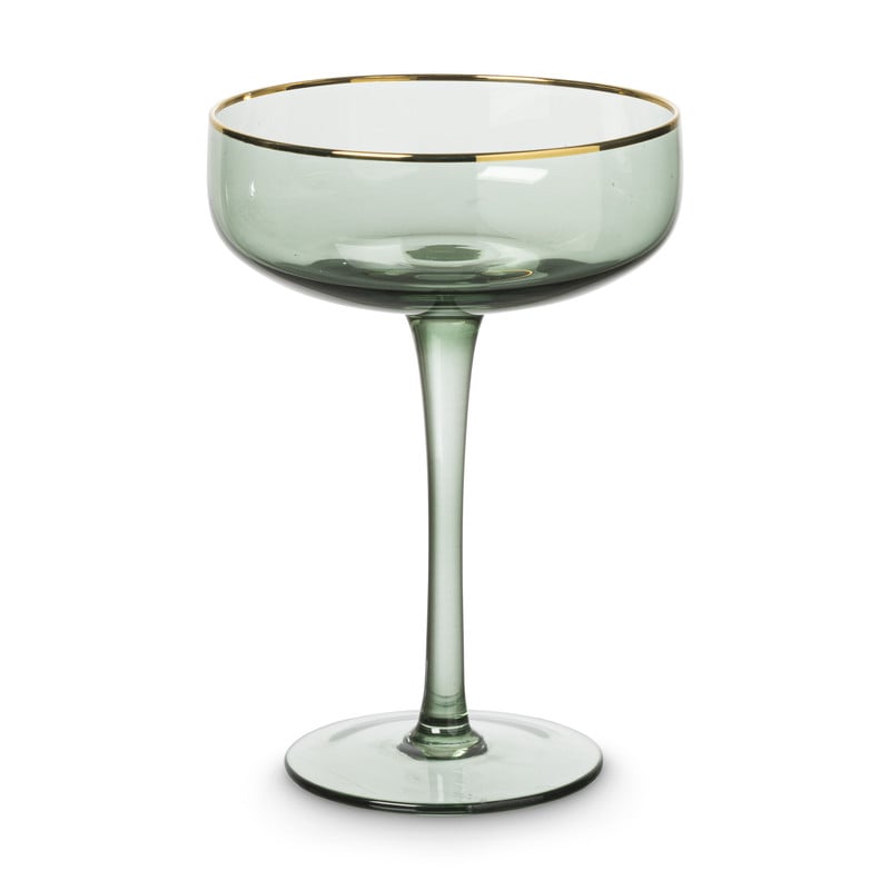 Champagnecoupe gouden rand - groen - 220 ml
