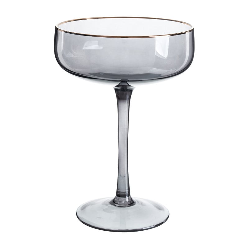 Champagneglas met gouden rand - grijs - 220 ml