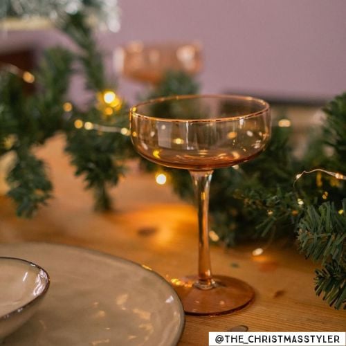 Champagneglas gouden rand - oker - 220 ml