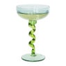 Champagnecoupe met spiraalvoet - blauw/groen - ø9.5x15.3 cm