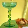 Champagnecoupe met spiraalvoet - blauw/groen - ø9.5x15.3 cm