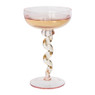 Champagnecoupe met spiraalvoet - roze/geel - ø9.5x15.3 cm
