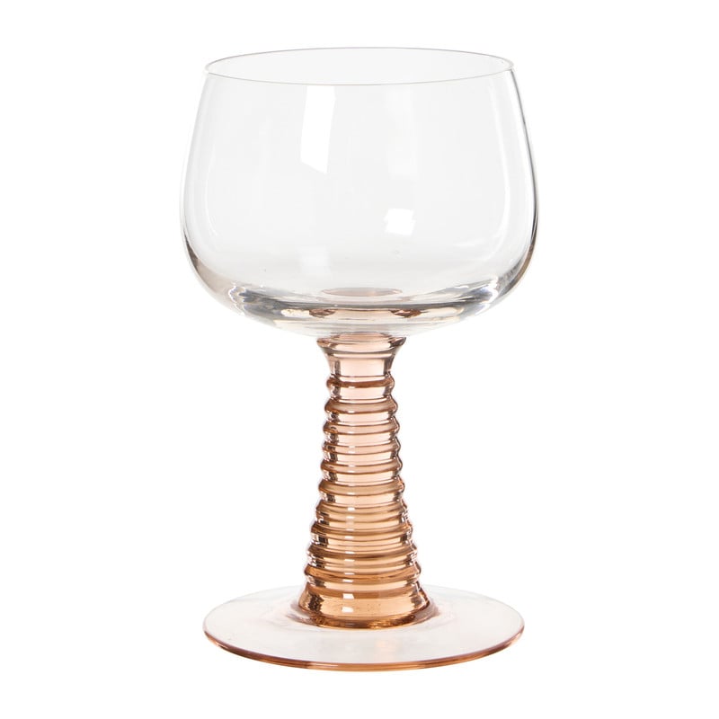 Wijnglas ribbel - roze - 220 ml