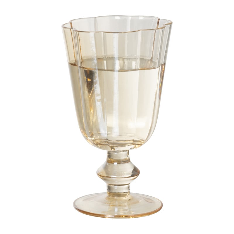 Waterglas op stam geschulpt - goudkleurig - 250 ml
