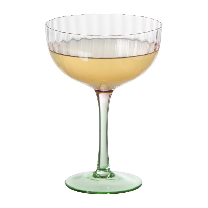 Champagnecoupe gestreept - roze/groen - 200 ml