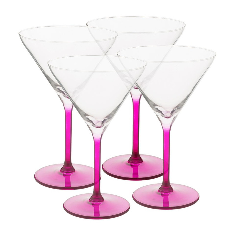 Cocktailglas colourful - 26 cl - roze - set van 4