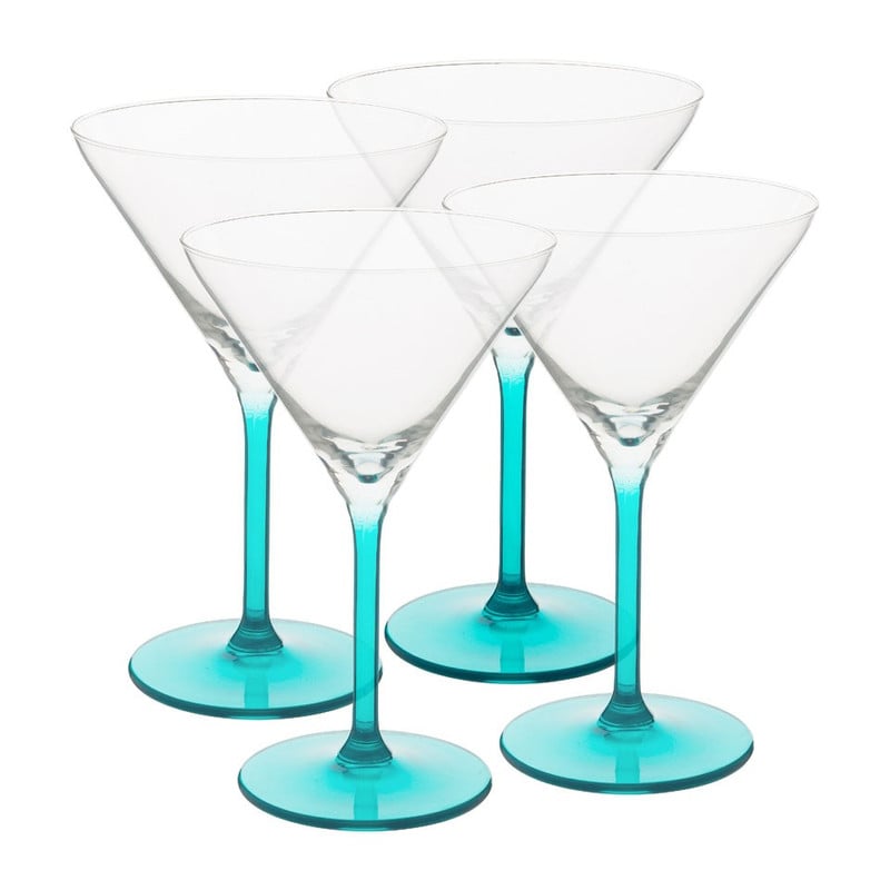 Cocktailglas colourful - 26 cl - turquoise - set van 4